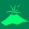 Icono de Cuenca Verde - un volcán que hace elusión al Volcán Arenal con una simulación de humos en la parte superior parecido a la corona de las piñas